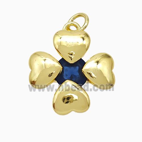 Copper Clover Pendant Pave Crystal Gold Plated
