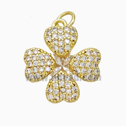Copper Clover Pendant Pave Zirconia Gold Plated