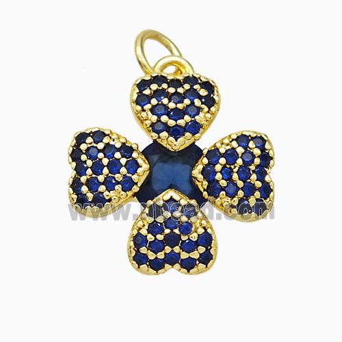 Copper Clover Pendant Pave Zirconia Gold Plated