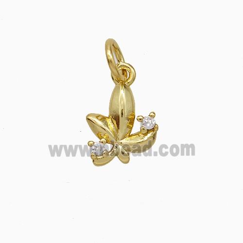 Copper Leaf Pendant Pave Zirconia Gold Plated