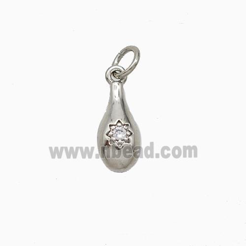Copper Teardrop Pendant Pave Zirconia Platinum Plated