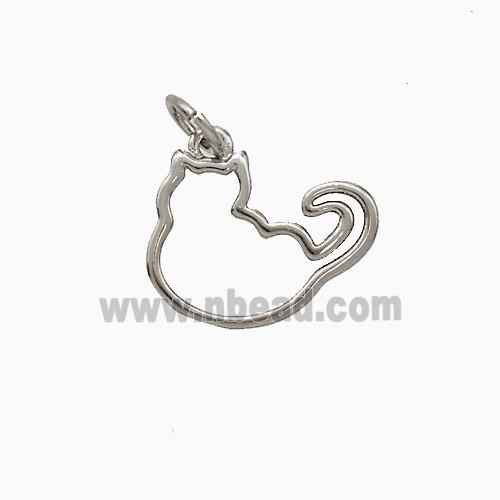 Copper Cat Pendant Platinum Plated