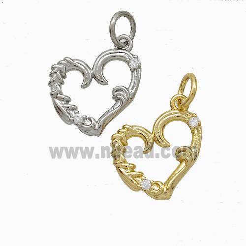 Copper Heart Pendant Pave Zirconia Mixed