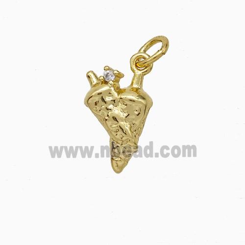 Ice Cream Cone Charms Copper Pendant Hammered Gold Plated