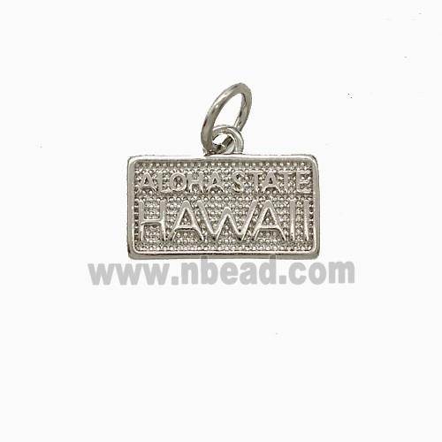 Copper Hawaii Pendant Aloha State Nameplate Platinum Plated