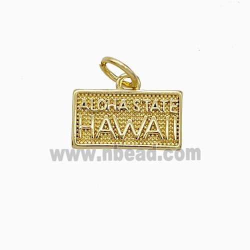 Copper Hawaii Pendant Aloha State Nameplate Gold Plated
