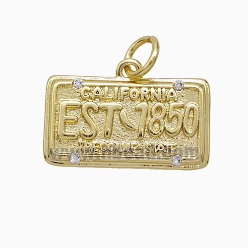 Copper Pendant Pave Zircon, Gold Plated