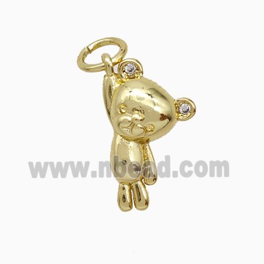 Copper Bear Pendant Pave Zirconia Gold Plated
