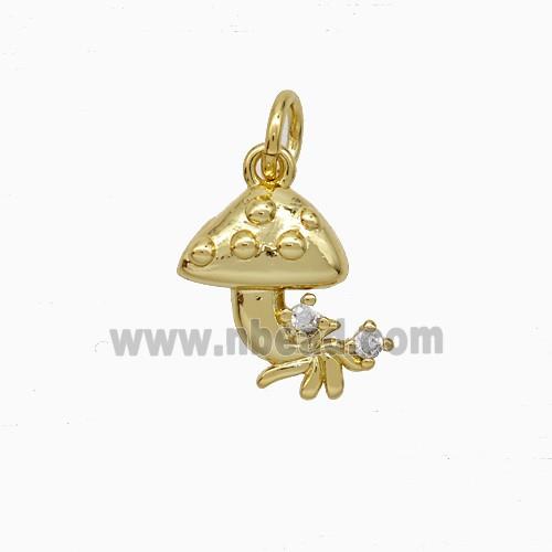 Copper Mushroom Pendant Pave Zirconia Gold Plated