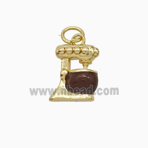 Coffee Machine Charms Copper Pendant Enamel Gold Plated