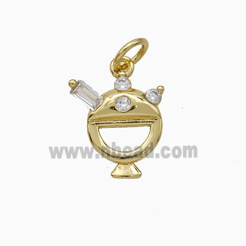 Copper Furnace Pendant Pave Zirconia Gold Plated