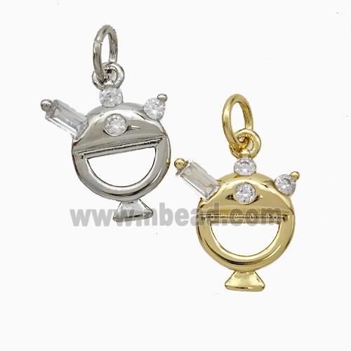 Copper Furnace Pendant Pave Zirconia Mixed