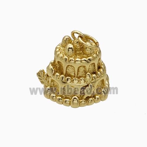Birthday Cake Charms Copper Pendant Gold Plated