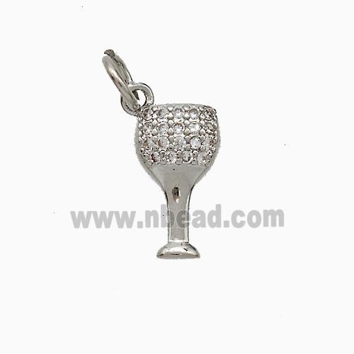 Copper Winecup Pendant Pave Zirconia Platinum Plated