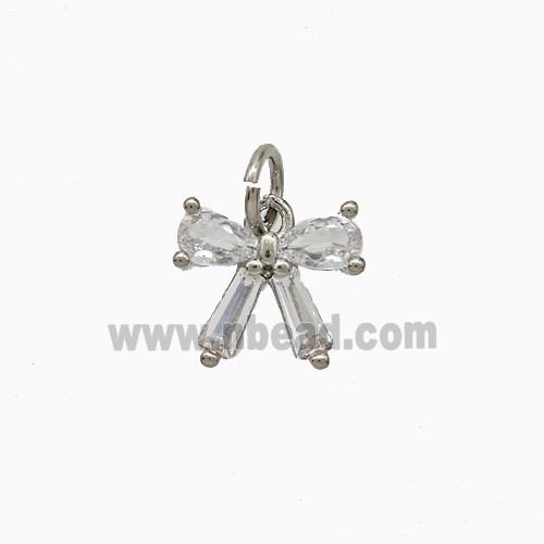 Copper Bowknot Pendant Pave Zirconia Platinum Plated