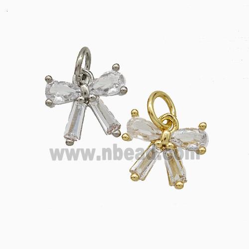 Copper Bowknot Pendant Pave Zirconia Mixed