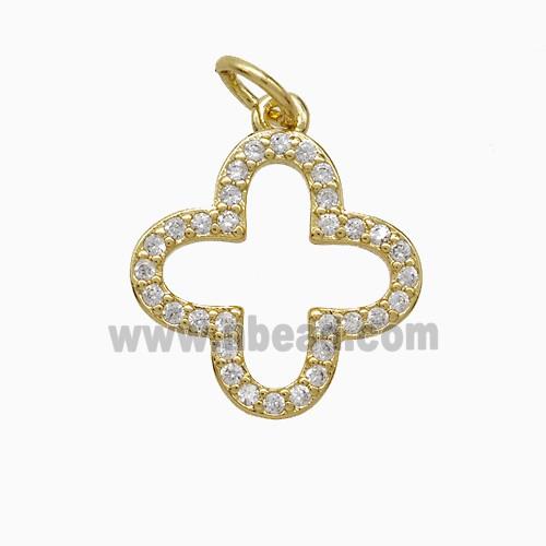 Copper Clover Pendant Pave Zirconia Gold Plated