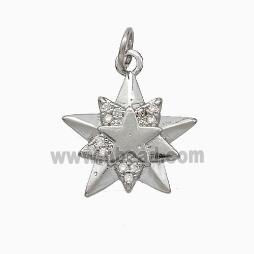 Copper Star Pendant Pave Zirconia Platinum Plated