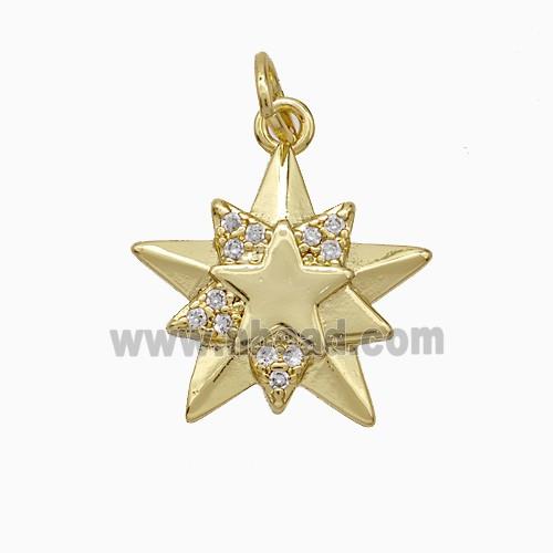 Copper Star Pendant Pave Zirconia Gold Plated