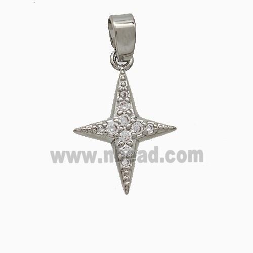 Copper NorthStar Pendant Pave Zirconia Platinum Plated