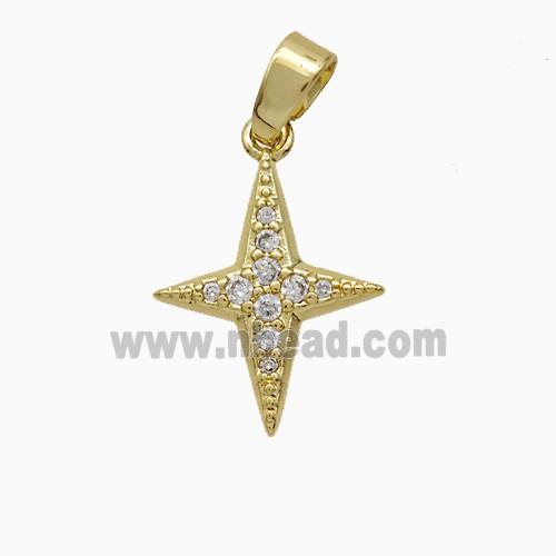 Copper NorthStar Pendant Pave Zirconia Gold Plated