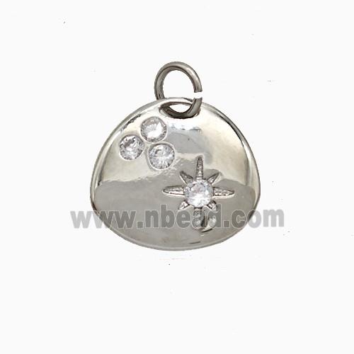 Copper Star Pendant Pave Zirconia Slice Platinum Plated