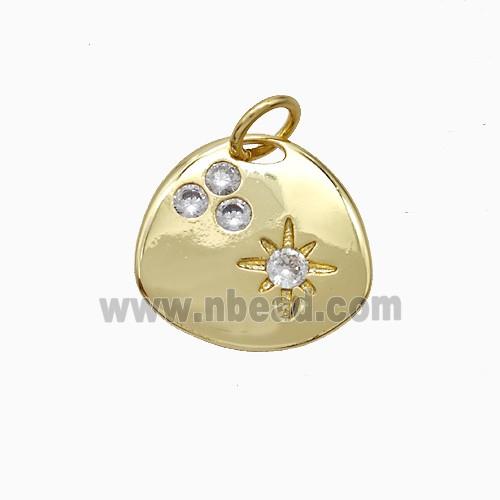 Copper Star Pendant Pave Zirconia Slice Gold Plated