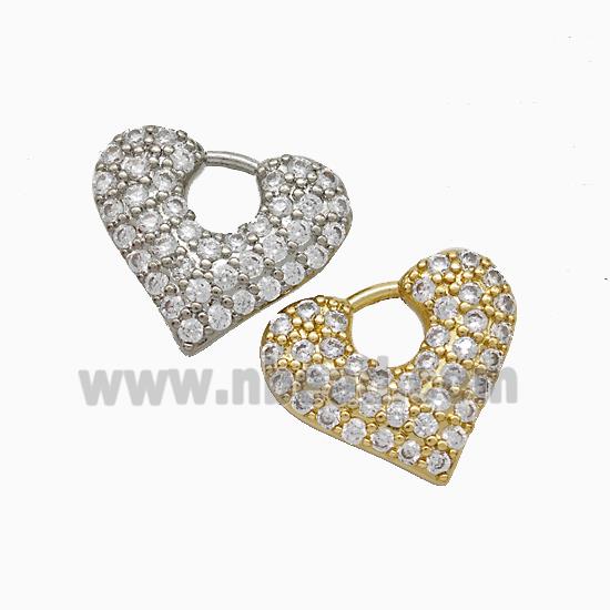 Copper Heart Pendant Pave Zirconia Mixed