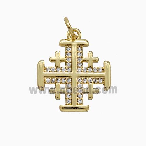 Copper Cross Pendant Pave Zirconia Gold Plated