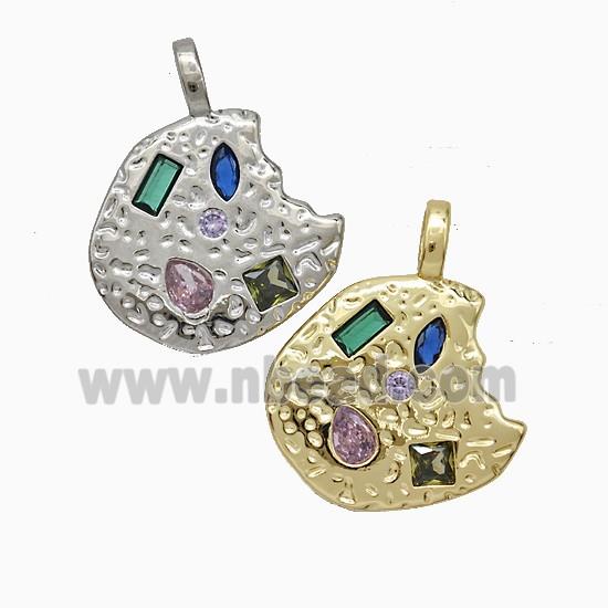 Copper Slice Pendant Pave Zirconia Mixed