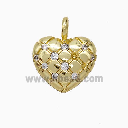 Copper Heart Pendant Pave Zirconia Gold Plated