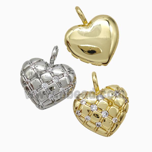 Copper Heart Pendant Pave Zirconia Mixed