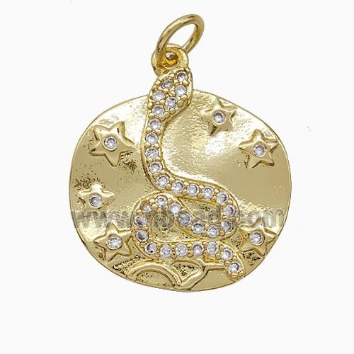 Copper Snake Pendant Pave Zirconia Gold Plated