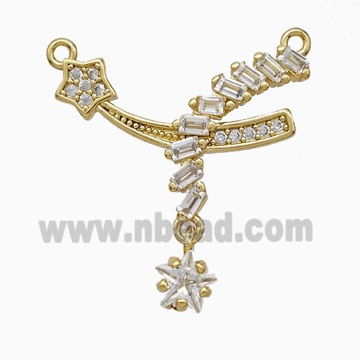 Copper Star Pendant Pave Zirconia Stick 2loops Gold Plated