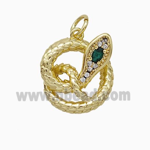 Copper Snake Pendant Pave Zirconia Gold Plated