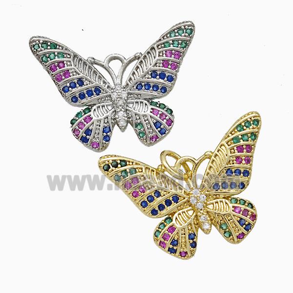 Copper Butterfly Pendant Pave Zirconia Mixed