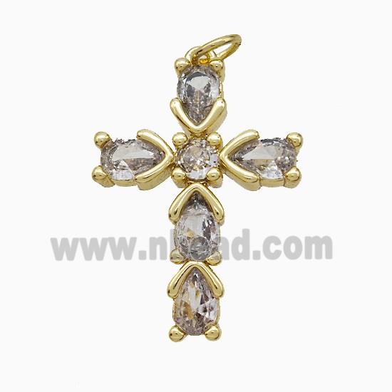 Copper Cross Pendant Pave Zirconia Gold Plated