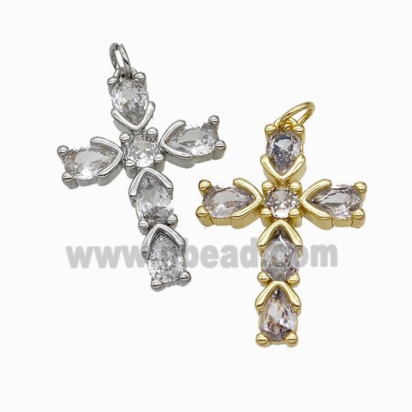 Copper Cross Pendant Pave Zirconia Mixed