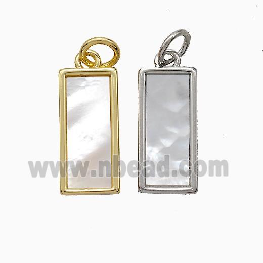 Copper Rectangle Pendant Pave Shell Mixed