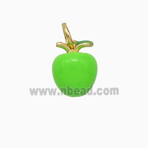 Copper Apple Pendant Green Enamel Gold Plated