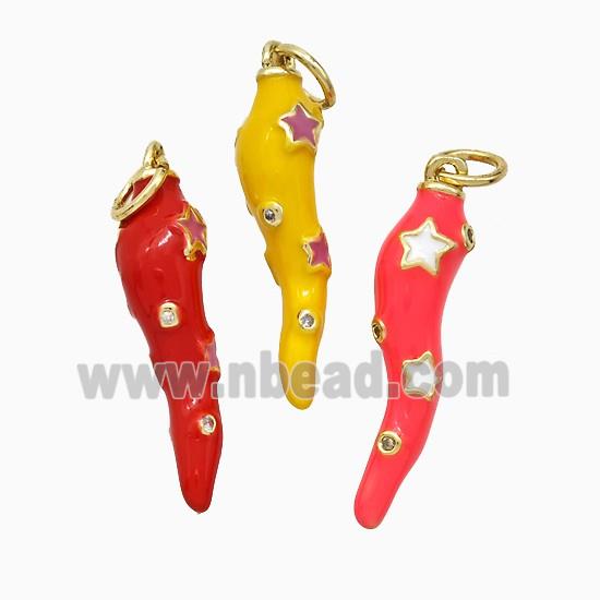 Copper Chili Pendant Enamel Star Gold Plated Mixed