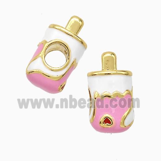 Copper Ice Cream Beads Enamel Large Hole Gold Plated