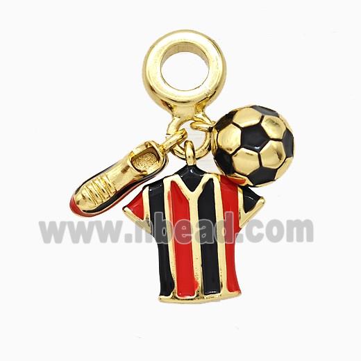 Shoe And Football Sports Shirt Charms Copper Pendant Enamel Gold Plated