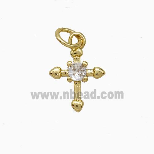 Copper Cross Pendant Pave Zirconia Gold Plated