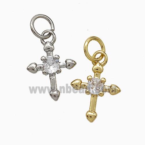Copper Cross Pendant Pave Zirconia Mixed