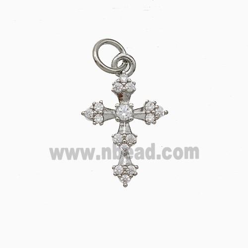 Copper Cross Pendant Pave Zirconia Platinum Plated