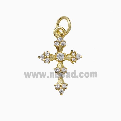 Copper Cross Pendant Pave Zirconia Gold Plated