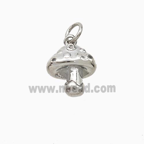 Mushroom Charms Copper Pendant Pave Zirconia Platinum Plated