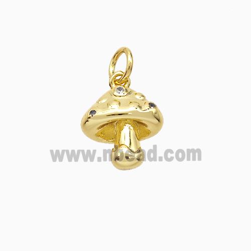 Mushroom Charms Copper Pendant Pave Zirconia Gold Plated