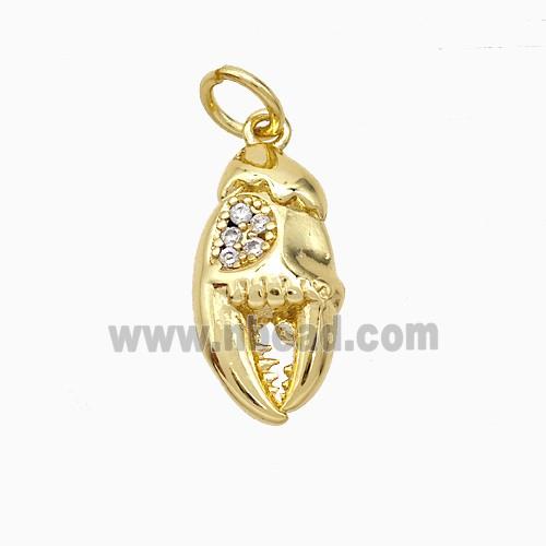 Crab Claw Charms Copper Pendant Pave Zirconia Gold Plated
